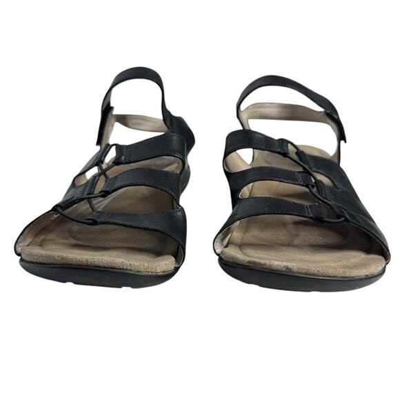 Abeo Brook Neutral Low Heel Leather Sandals in Black Womens Size 8N - Picture 3 of 11